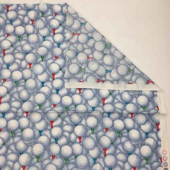 FQ Fat Quarter Quilting Fabric 18" x 22" Overall Golf Balls Tee Blue White Green - Picture 4 of 8